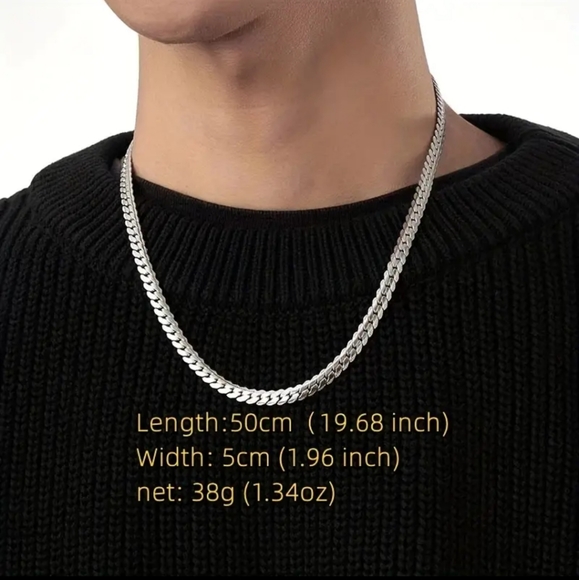 To My Man Punk Silver Gray Stainless Steel Cuban Chain Pendant Necklace. - Picture 4 of 4